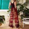 thumbnail image 6 of Women's Casual Sleeveless Christmas Print Cotton Jumpsuit, Dark Red, Size XXL, 6 of 6