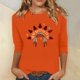 thumbnail image 1 of Heisall Women's Spring Autumn Tops 3/4 Sleeve Round Neck Casual Fashion Blouses Orange Festival Print Shirts, 1 of 4