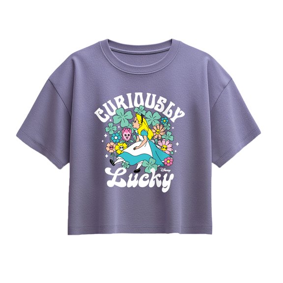 Alice in Wonderland - Curiously Lucky - Youth Girls Boxy T-Shirt