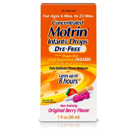Infants' Motrin Concentrated Drops, Fever Reducer, Ibuprofen, Dye Free, Berry Flavored, 1 (Best Reflux Medicine For Infants)