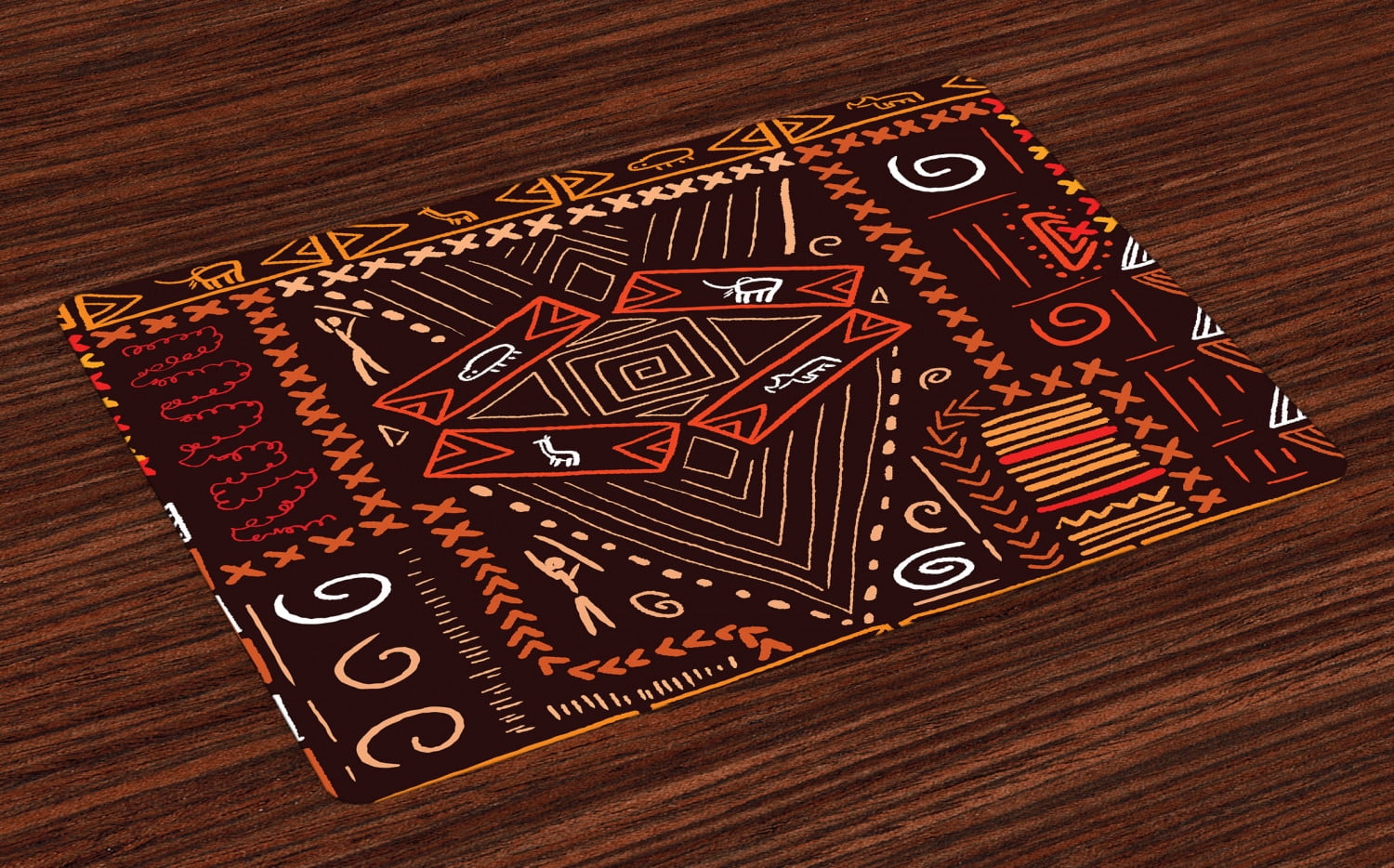 Primitive Placemats Set of 4 Aboriginal Style Patterns Tribal Motifs