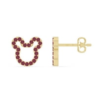 Natural Ruby Mouse Earrings for Women in 18K Yellow Gold Vermeil, July Birthstone Jewelry Gifts for Her Birthday, Wedding Anniversary, Mothers Day, Christmas, Graduation, Valentines