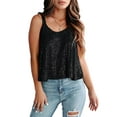 thumbnail image 3 of Women'S Sequin Tank Top Sleeveless Camisole Vest Tank Tops Shining Shirts Black L, 3 of 7