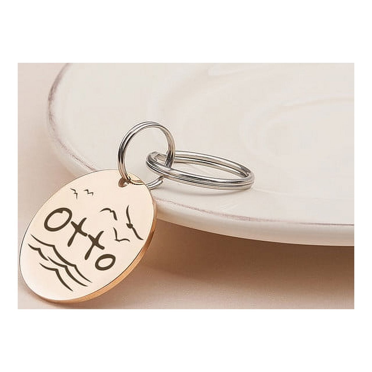 Anavia Stainless Steel Double Sided Round Name - Frame Engraved Dog & Cat ID Tag, Rose Gold, S