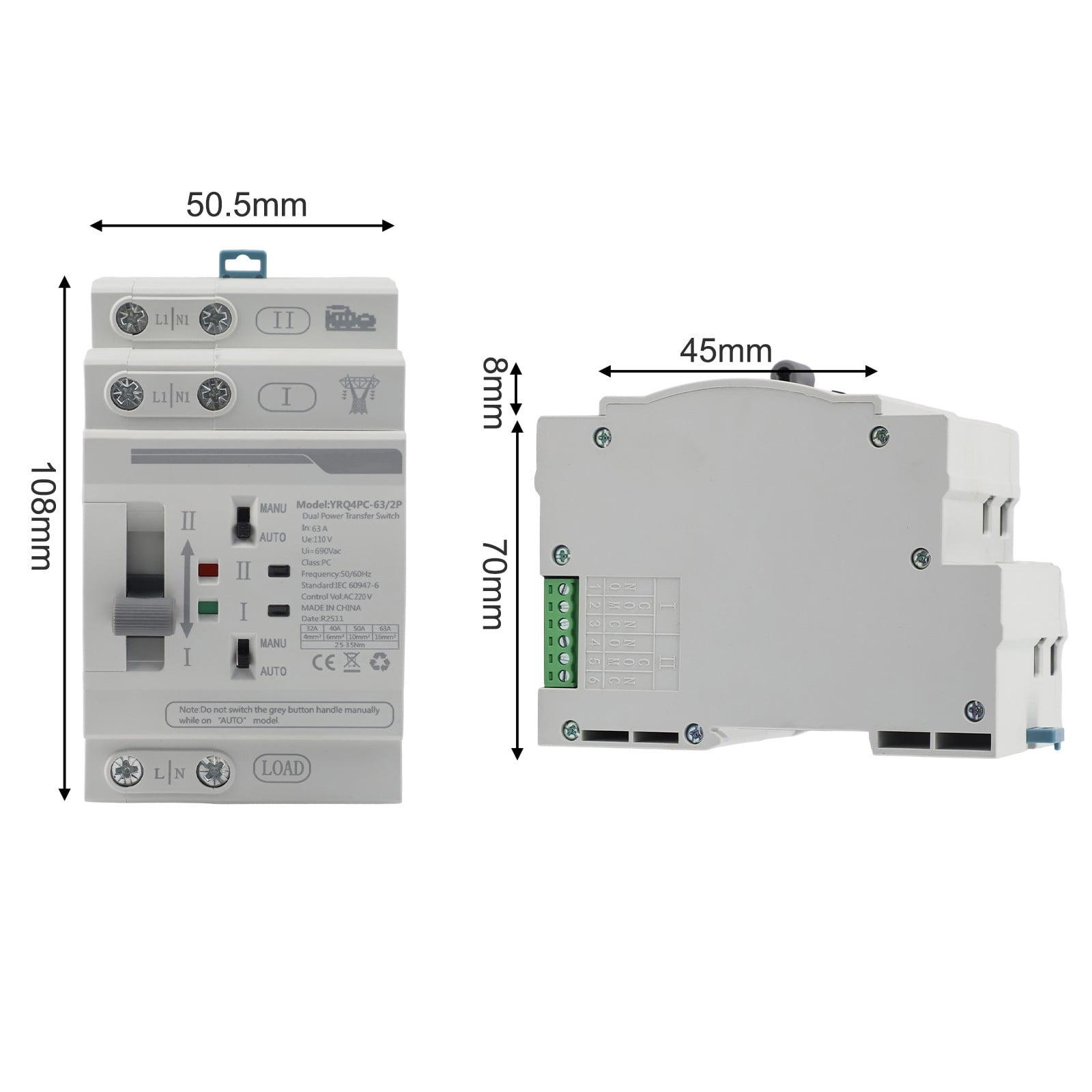 FOR ATS Dual Automatic Power Transfer Switch 110V Uninterruptible Power Supply