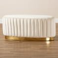 thumbnail image 6 of Baxton Studio Kirana Glam and Luxe Beige Velvet Fabric Upholstered and Gold PU Leather Ottoman, 6 of 7