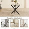 thumbnail image 4 of 35" Round Glass Dining Table, Paproos Dining Table for 4, Kitchen Table with Gold Plated Metal Legs, Minimalist Glass Dining Room Table for Kitchen, Black(Only Table), 4 of 6