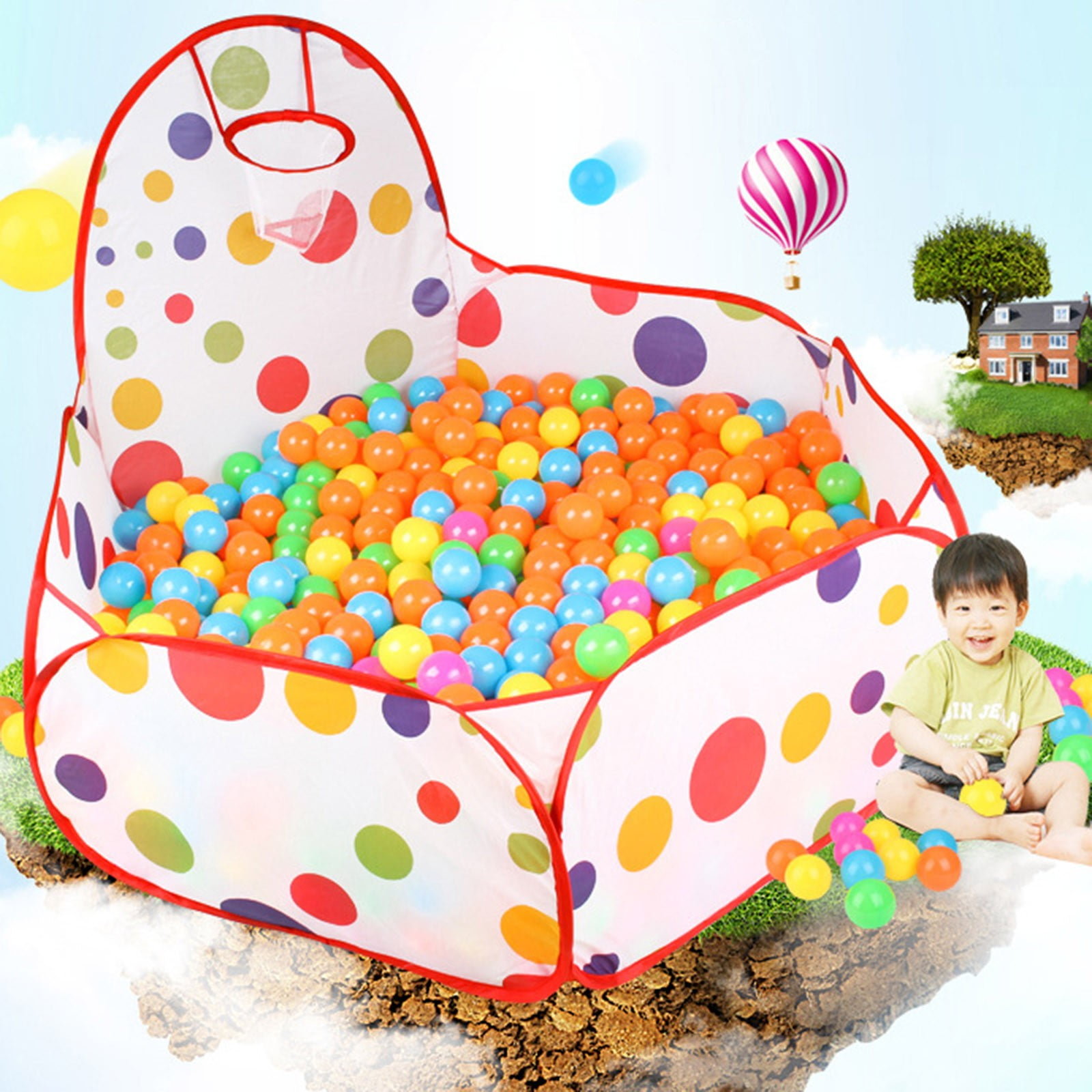 Kids Popup Ball Pit Pool Play Tent Hut Indoor Outdoor Playhouse Nursery Game Toy 