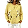 thumbnail image 2 of Women's Floral Embroidered Cardigan Button Down Crew Neck Long Sleeve Casual Sweater, 2 of 5
