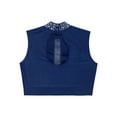 thumbnail image 4 of YiZYiF Kids Girls Lyrical Dance Crop Top Mock Neck Sleeveless Rhinestones Dancing Vests Tank Tops Navy Blue 6, 4 of 6