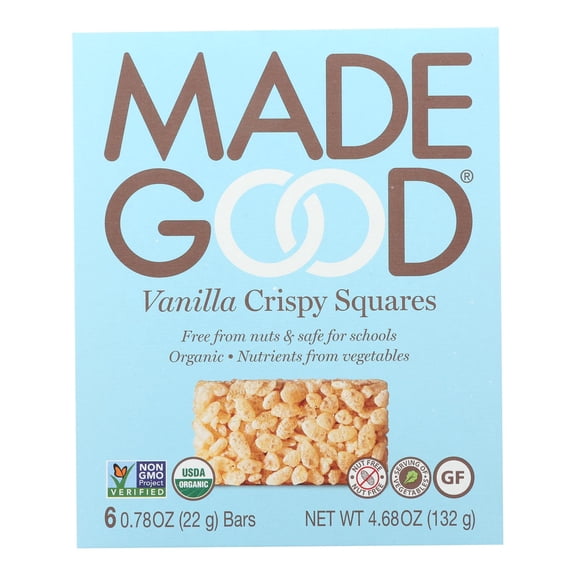 MADEGOOD - Vegan Vanilla Crispy Snack Squares - 4.68 Oz, Case of 6