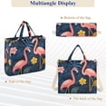 thumbnail image 6 of FORMRS Womens Corduroy Tote Bag Crossbody Shoulder Handbag with Pocket, Floral Flamingo, 6 of 7