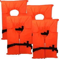 Hardcore Water Sports Hardcore Coast Guard approved life jackets for adults.  Orange color Type II keyhole life vest in classic May West style. Compliance life vests and flotation device (4 pack)