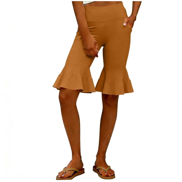 Pantalones de Mujer Traje Versátil Color Sólido Cinco Paneles Flare Yoga Pantalones Deportivos Casuales