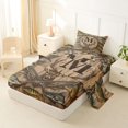 thumbnail image 2 of Castle Fairy Vintage Hunting Monogram M Twin Sheets 3pcs,Freshwater Duck Antler Layout Bedding,Timber Tan,1 Fitted Sheet,1 Flat Sheet and 1 Pillowcase, 2 of 6