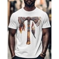 thumbnail image 4 of Tribal Art Men's T Shirts Tomahawk Feather T-Shirt for Men Crew Neck Tees Cotton Tops, White, XL, 4 of 7