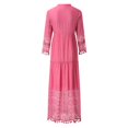 thumbnail image 3 of Deals of the Day,Bidobibo Womens Plus Size Dresses Casual Loose Solid Color Lace Tassel Summer Long Dresses Deep V-Neck Long Sleeve Flowy Boho Maxi Dress, 3 of 7