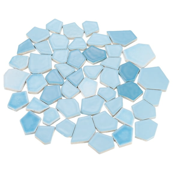Uxcell 500g Irregular Ceramic Mosaic Tiles, 2.3 - 4.2 cm Stained Pieces, DIY Art Crafts, Mixed Light Blue
