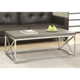 thumbnail image 4 of Monarch Dark Taupe Wood-Look Finish Chrome Metal Contemporary Style Coffee Table, 4 of 4