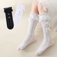 thumbnail image 5 of Esaierr 2 Pairs Girls Mesh Knee High Socks for Kids Baby Lace Thigh High Socks Toddler Bow Princess Calf Socks, 5 of 9