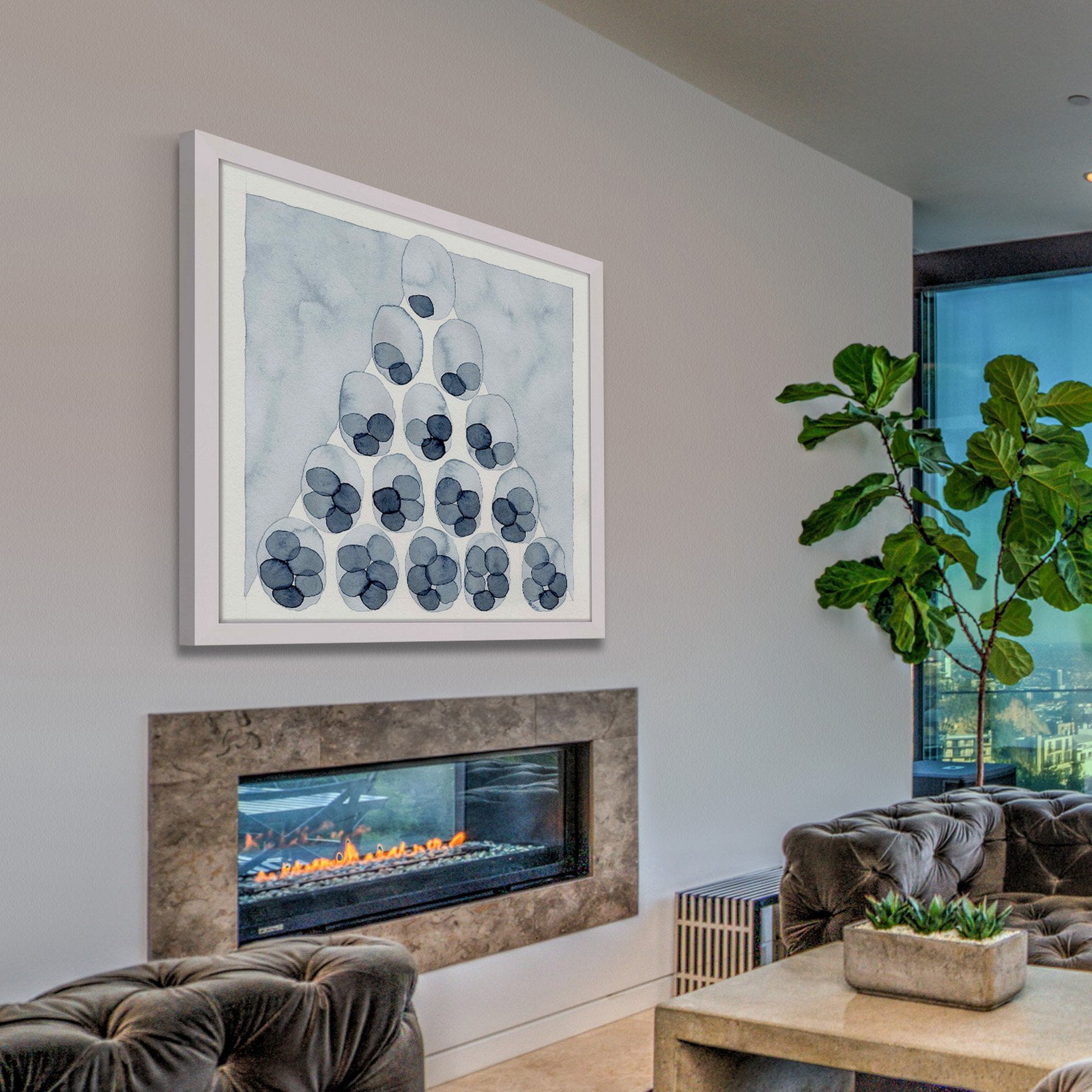Marmont Hill "Indigo Pyramid" by Nikki Galapon Framed Painting Print