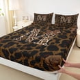 thumbnail image 4 of Erosebridal Leopard Pattern Personalized Gifts Full Size Sheets,Brown Bowtie Alphabet M Bed Sheets For Adult Women 4 Pieces, 4 of 6