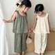 thumbnail image 3 of Conjuntos de chaleco con estilo para niña, Top sin mangas con tirantes con volantes y pantalones de pierna ancha, trajes de camisola para niño, 2 uds., 3 of 6