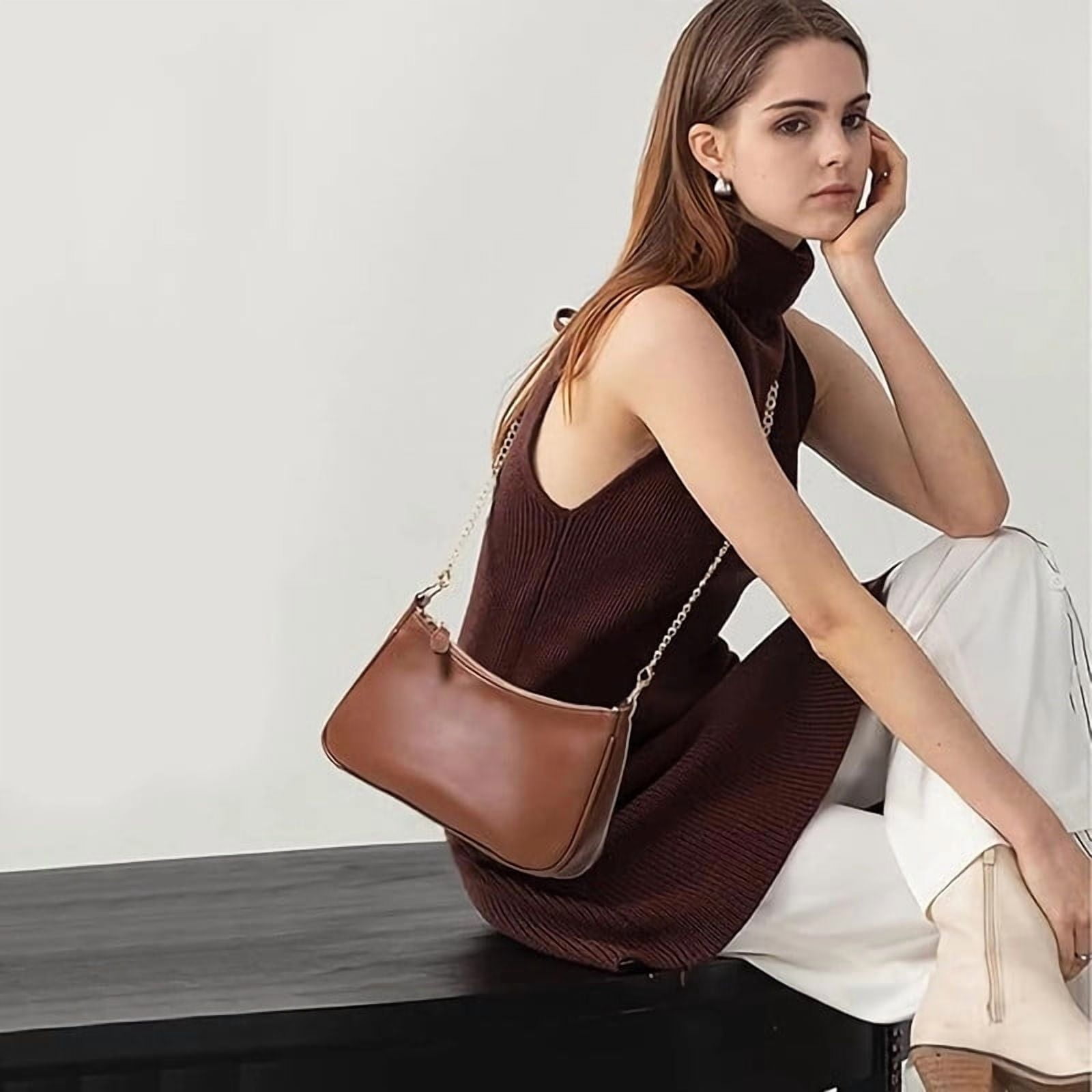 AOUNQ Clutch Tote Handbags with 2 Removable Straps and Zipper Closure Crossbody Bags Shoulder Purse Handbag for Women