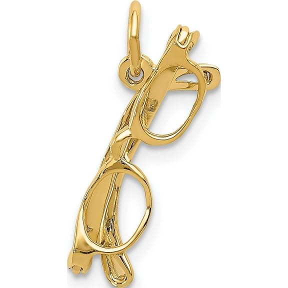 14K Yellow Gold Moveable Glasses Charm (11 X 20) Made In United States a9139