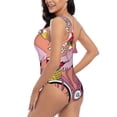 thumbnail image 4 of Honeii Flamingo Riding a Bicycle for women's one-piece swimsuit featuring a chic one-shoulder design experience elegance and style in the water-Small, 4 of 6