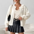 thumbnail image 4 of Cardigan Sweaters for Women Long Sleeve Knitted Sweater Open Front Solid Color Outerwear Coat Tops for Casual Wear, 4 of 5