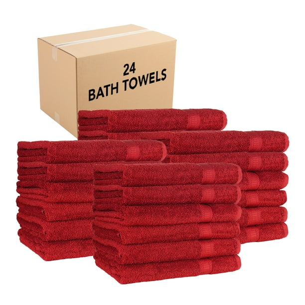 Arkwright Bulk Case of 24 Bath Towels, 25x52, 100 Heavy Cotton