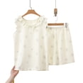 thumbnail image 5 of Bxsruta Women's Floral Print Pajama Set Sleeveless Ruffle Trim Top and Shorts 2 Piece Sleepwear for Women Lightweight Lounge Wear, 5 of 7