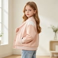 thumbnail image 4 of Grblisyd Kids Varsity Baseball Jacket Colorblock Bomber Coat Unisex Boys Girls School Outwear with Pocket, 4 of 6