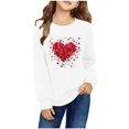 thumbnail image 2 of Spazoro Kids Girls Sweatshirts, Long Sleeve Crew Neck Valentine's Day Heart Print Casual Blouses Tops for Child Girls White Size 2 T, 2 of 4