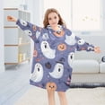 thumbnail image 5 of FORMRS Wearable Blanket Hoodie with Sleeves for Kids Cozy Flannel Sweatshirt, Blue Cute Halloween, 5 of 7