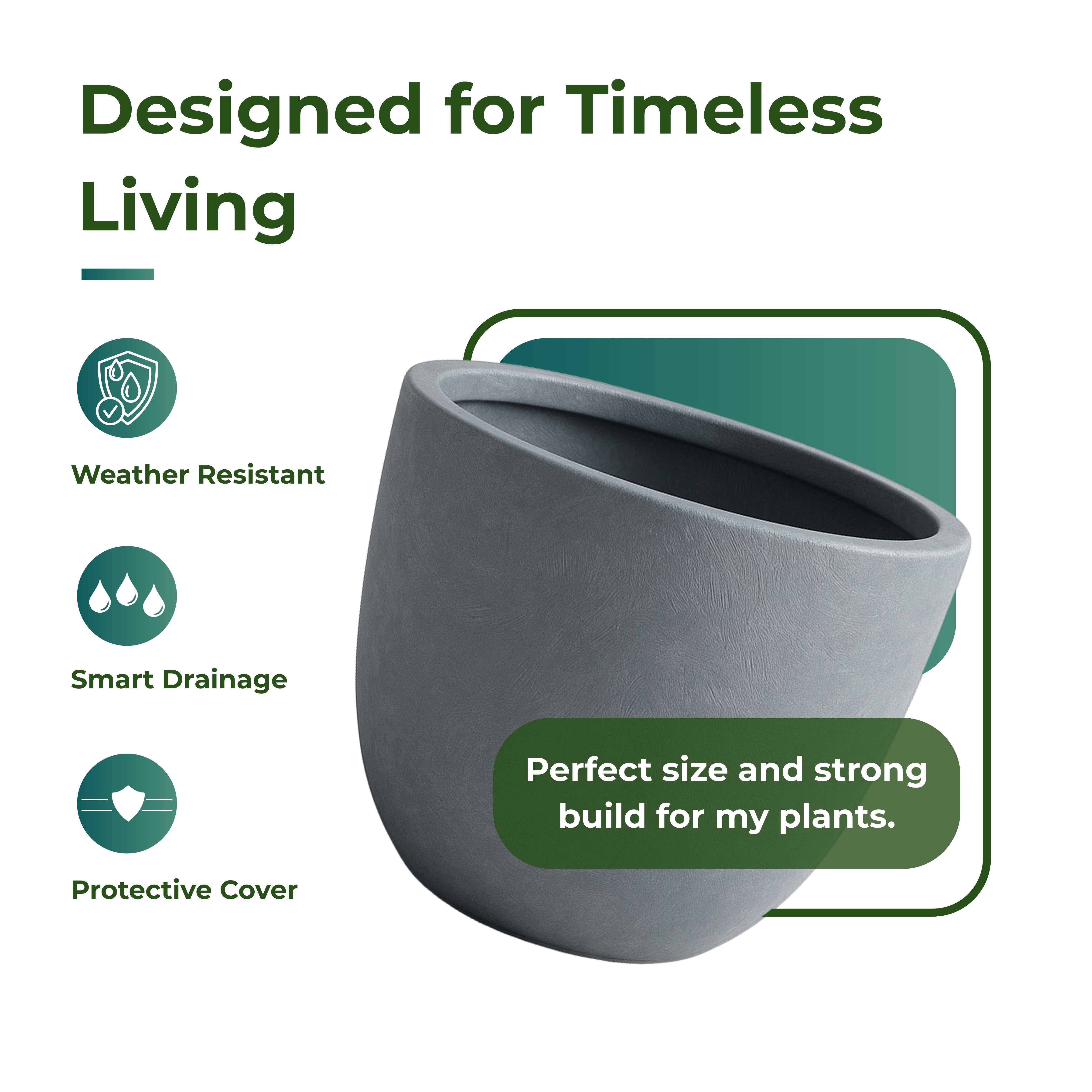 LeisureMod Dahlia Mid-Century Tapered Round Planter, Fiberstone & MgO Clay, Indoor/Outdoor Plant Pot