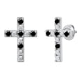 thumbnail image 1 of Dazzlingrock Collection Round Black Diamond 5 Stone Religious Cross Screwback Stud Earrings for Women (0.53 ctw, Color Black, Clarity Opaque) in 18K White Gold, 1 of 4