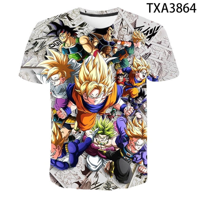 Camisetas con estampado 3D de Dragon Ball Z para niños, camiseta de manga corta con estampado de Son Goku Super Saiyan, ropa informal genial gym unisex