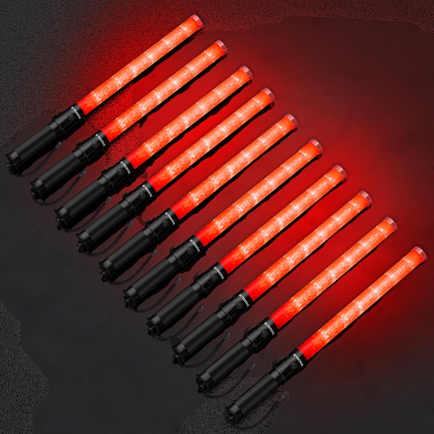 Bastón de seguridad para tráfico eléctrico, paquete de 10 unidades, 53 cm, con luz LED