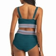 thumbnail image 2 of Otvok 2025 Ladies High Waisted Drawstring Pleated Adjustable Conservative Swimsuit Split Set, 2 of 6