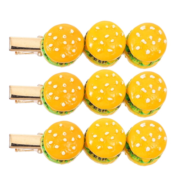 FELTECHELECTR 3 pinzas para el pelo con forma de hamburguesa, diseño creativo de comida, accesorios para el pelo para niñas.