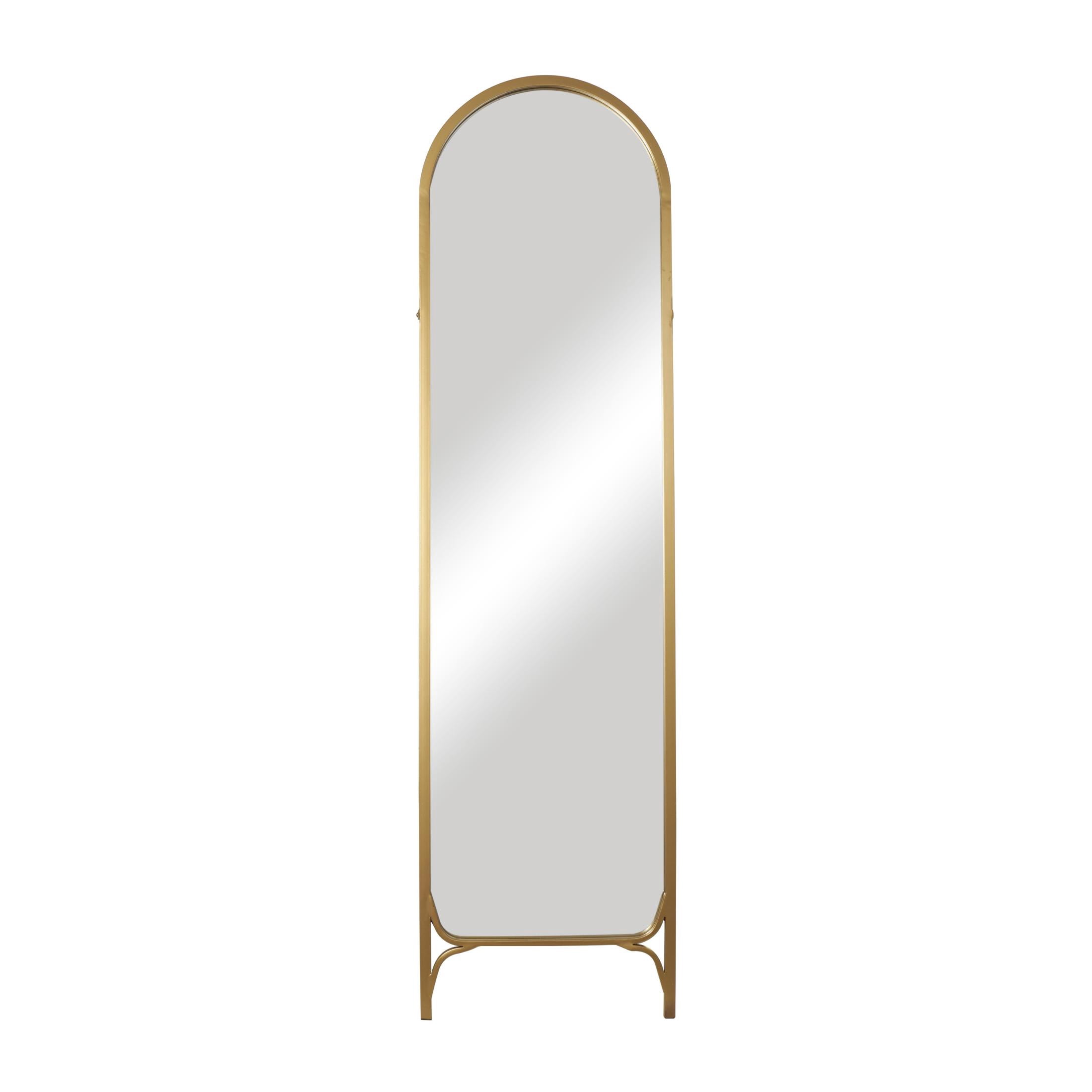 DecMode 18" x 65" Gold Metal Arched Freestanding Foldable Floor Mirror