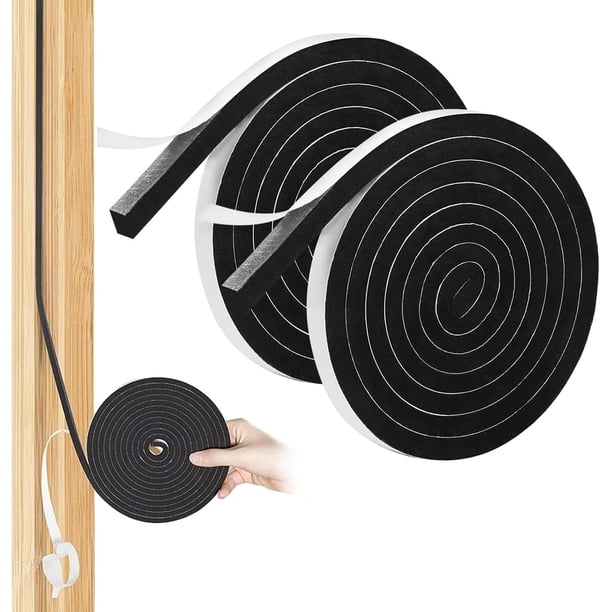 Cinta de sellado de espuma, Sellado Puerta Ventana, Burlete autoadhesivo de goma de neopreno para puertas y ventanas, Insonorización, puerta corrediza (12mm x 6mm x 10m)