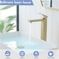 thumbnail image 2 of JERFIT Modern Single Handle Bathroom Sink Faucet with Pop-Up Drain, Brushed Gold Waterfall Vanity Basin Faucet for Single Hole, Anti-Tarnish Stainless Steel, 2 of 7
