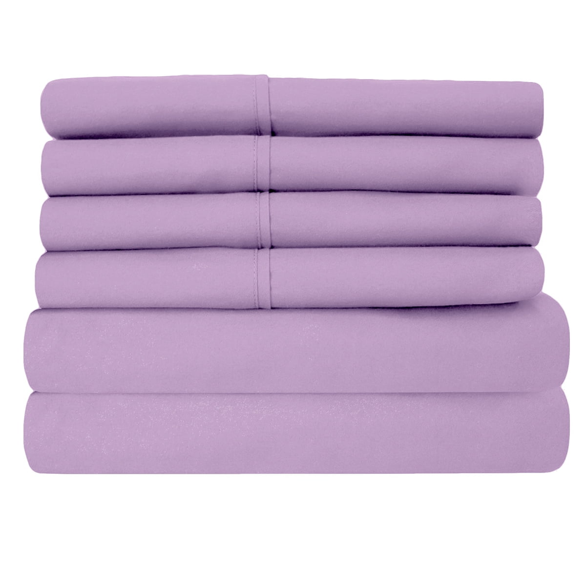 Luxury Home Super-Soft 1600 Series Double-Brushed 6 Pcs Bed Sheets Set (California King, Lilac)
