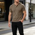 thumbnail image 6 of Men'S Solid Color Henley Neck Short Sleeve T Shirt Lightweight Breathable Casual Tops For Summer Daily Wear And Commute,Brown,XXL, 6 of 6
