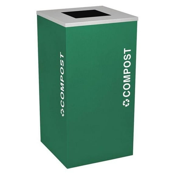 Ex-Cell Kaiser  24 Gallon Square Recycling Receptacle with Cans & Bottles Decal, Emerald Texture