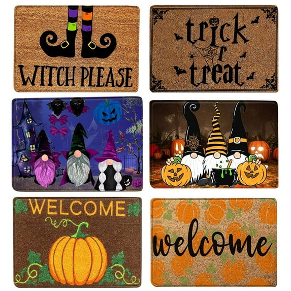 Forzero Pumpkin Welcome Doormat Fall Indoor Outdoor Entrance Home Front Porch Rugs Halloween Housewarming Greetings Gift Decoration Supplies 16 x 24 Inches