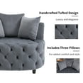 thumbnail image 5 of Luxurious Velvet Tufted Round Accent Chair with Plush Pillows for Living Room and Bedroom, Grey Oversized Barrel Chair (Gray), 5 of 5